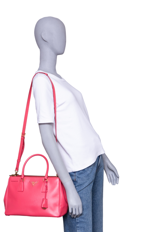 PRADA GALLERIA MEDIUM DOUBLE ZÍPER SAFFIANO PINK