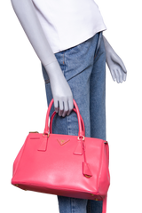 PRADA GALLERIA MEDIUM DOUBLE ZÍPER SAFFIANO PINK