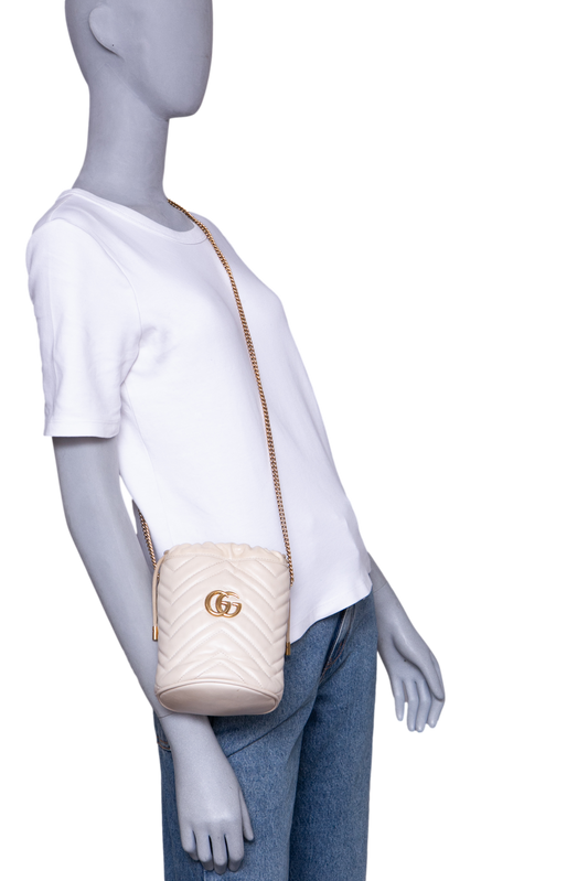 GUCCI BUCKET MINI GG MARMONT OFF WHITE