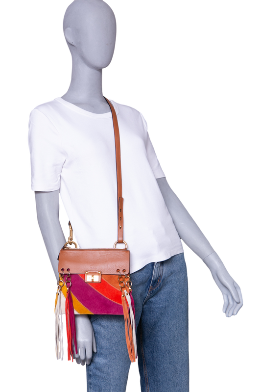 CHLOÉ JANE SMALL TASSEL TRIM BROWN/MULTICOLOR