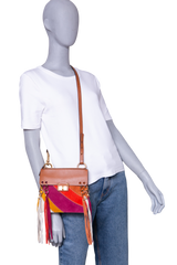 CHLOÉ JANE SMALL TASSEL TRIM BROWN/MULTICOLOR
