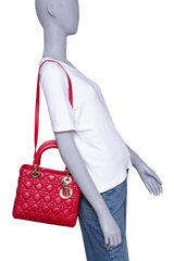 DIOR LADY DIOR MEDIUM CANNAGE CHERRY RED