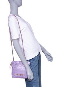 CHANEL MINI 22 SHINY CALFSKIN QUILTED LIGHT PURPLE