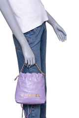 CHANEL MINI 22 SHINY CALFSKIN QUILTED LIGHT PURPLE