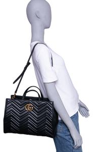 GUCCI GG MARMONT TOTE BAG MATELASSE BLACK