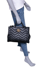 GUCCI GG MARMONT TOTE BAG MATELASSE BLACK
