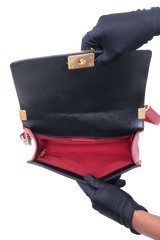 CHANEL BOY MEDIUM LAMSBKIN RED/BLACK HDW GOLD
