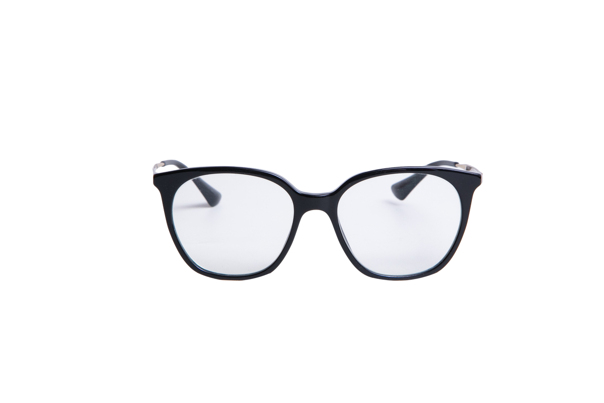 PRADA EYEWEAR SQUARE ACETATE BLACK/METAL SILVER