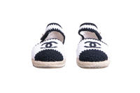 CHANEL INTERLOCKING CROCHET B&W ESPADRILLE - 36 BR