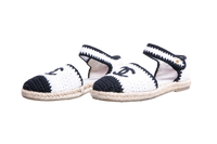 CHANEL INTERLOCKING CROCHET B&W ESPADRILLE - 36 BR
