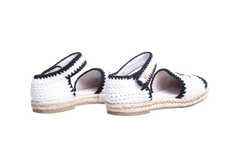 CHANEL INTERLOCKING CROCHET B&W ESPADRILLE - 36 BR