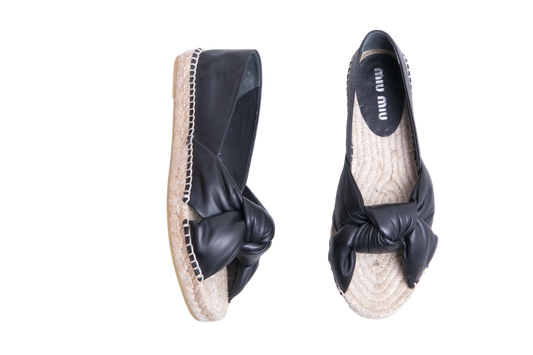 MIU MIU ESPADRILLE NAPPA KNOT BLACK - 38 BR