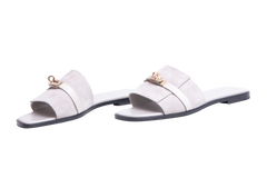 HERMÈS SANDAL GIULIA SUEDE AND SHINY JAVA LIZARD GREY - 39 BR