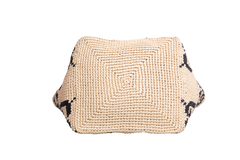 GUCCI SUMMER MEDIUM LEATHER-TRIMMED BASKET RAFFIA NATURAL/BLACK