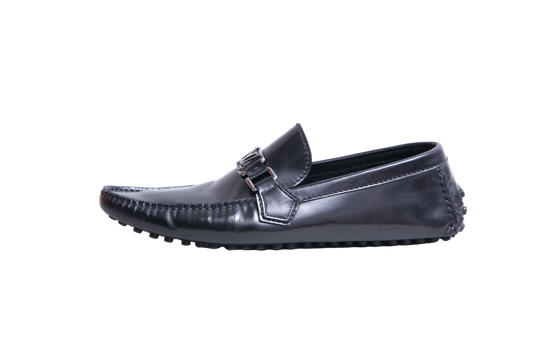 LOUIS VUITTON MOCASSIN MONTE CARO LEATHER BLACK - 39 BR