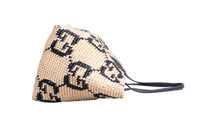 GUCCI SUMMER MEDIUM LEATHER-TRIMMED BASKET RAFFIA NATURAL/BLACK