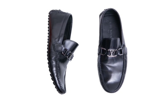 LOUIS VUITTON MOCASSIN MONTE CARO LEATHER BLACK - 39 BR