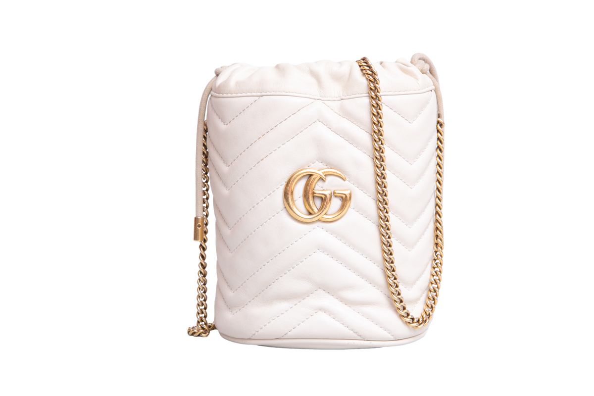 GUCCI BUCKET MINI GG MARMONT OFF WHITE
