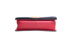 CHANEL BOY MEDIUM LAMSBKIN RED/BLACK HDW GOLD