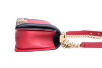 CHANEL BOY MEDIUM LAMSBKIN RED/BLACK HDW GOLD