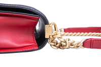 CHANEL BOY MEDIUM LAMSBKIN RED/BLACK HDW GOLD