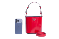 PRADA MINI BUCKET BAG BRUSHED LEATHER SCARLATTO