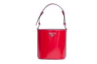 PRADA MINI BUCKET BAG BRUSHED LEATHER SCARLATTO