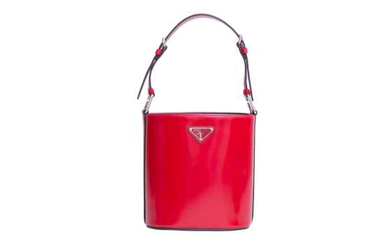 PRADA MINI BUCKET BAG BRUSHED LEATHER SCARLATTO