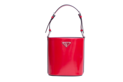 PRADA MINI BUCKET BAG BRUSHED LEATHER SCARLATTO
