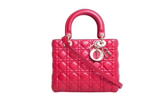 DIOR LADY DIOR MEDIUM CANNAGE CHERRY RED