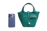HERMÈS PICOTIN 18 CARGO TOILE GOELAND & SWIFT VERT VERTIGO