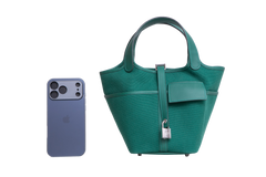 HERMÈS PICOTIN 18 CARGO TOILE GOELAND & SWIFT VERT VERTIGO
