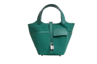 HERMÈS PICOTIN 18 CARGO TOILE GOELAND & SWIFT VERT VERTIGO
