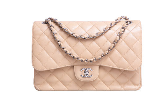 CHANEL CLASSIC JUMBO DOUBLE FLAP CAVIAR BEIGE