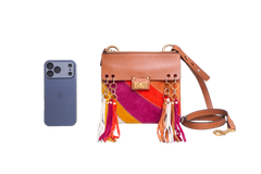 CHLOÉ JANE SMALL TASSEL TRIM BROWN/MULTICOLOR