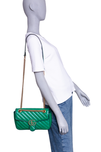 GUCCI GG MARMONT CHAIN MATELASSE SMALL GREEN