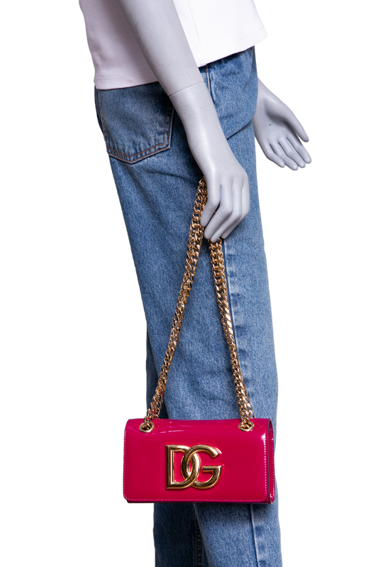 D&G 3.5 PHONE BAG PATENT PINK