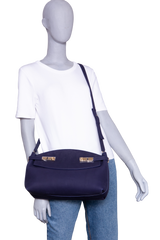 FERRAGAMO HUG POUCH SUEDE MIDNIGHT