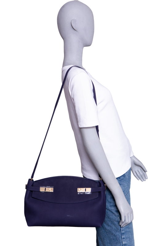 FERRAGAMO HUG POUCH SUEDE MIDNIGHT