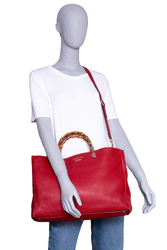 GUCCI BAMBOO SHOPPER LARGE RED