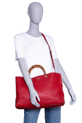GUCCI BAMBOO SHOPPER LARGE RED