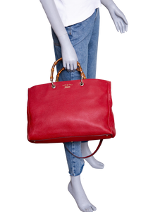 GUCCI BAMBOO SHOPPER LARGE RED