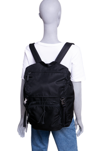PRADA BACKPACK DOUBLE BUCKLE RE-NYLON BLACK