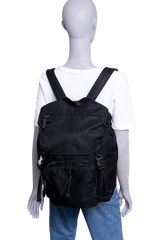PRADA BACKPACK DOUBLE BUCKLE RE-NYLON BLACK
