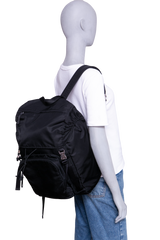 PRADA BACKPACK DOUBLE BUCKLE RE-NYLON BLACK
