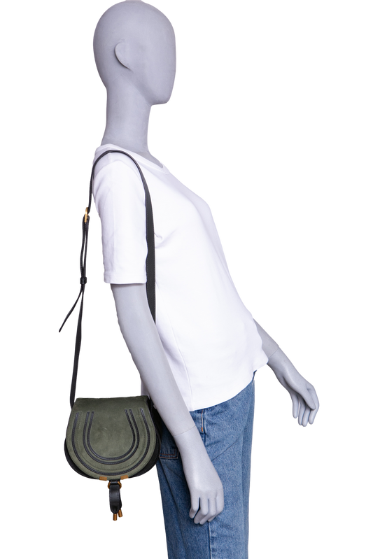 CHLOÉ MARCIE CROSSBODY SUEDE DARK GREEN