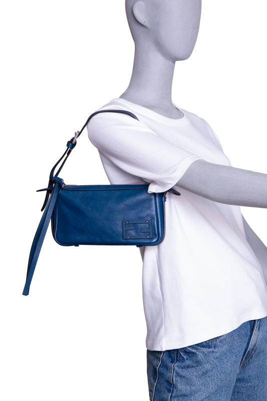 FENDI SIMPLY SHOULDER BAG LEATHER NAVY