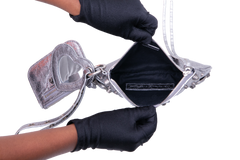 BALENCIAGA LE CAGOLE MINI MULTI POUCH SILVER METALLIC
