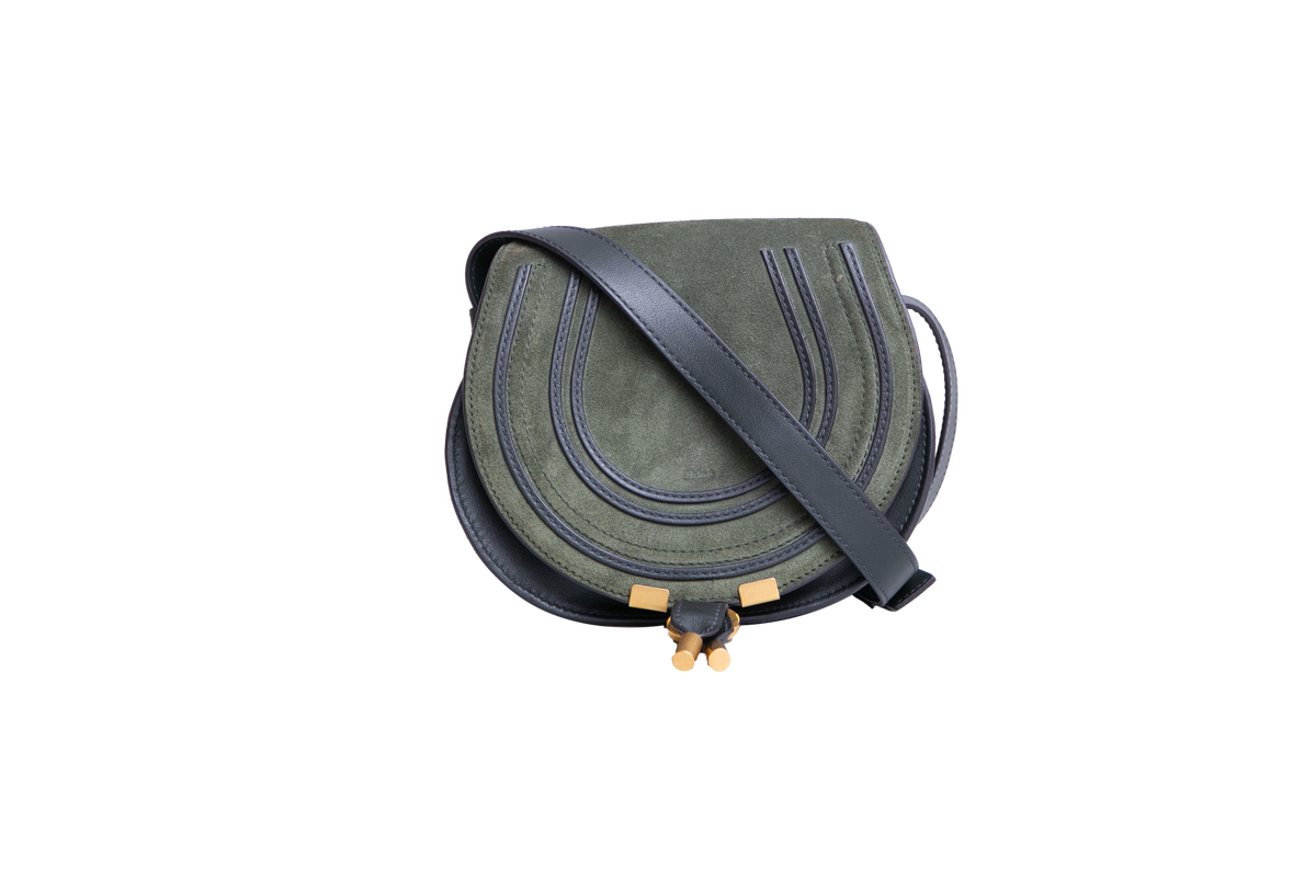 CHLOÉ MARCIE CROSSBODY SUEDE DARK GREEN