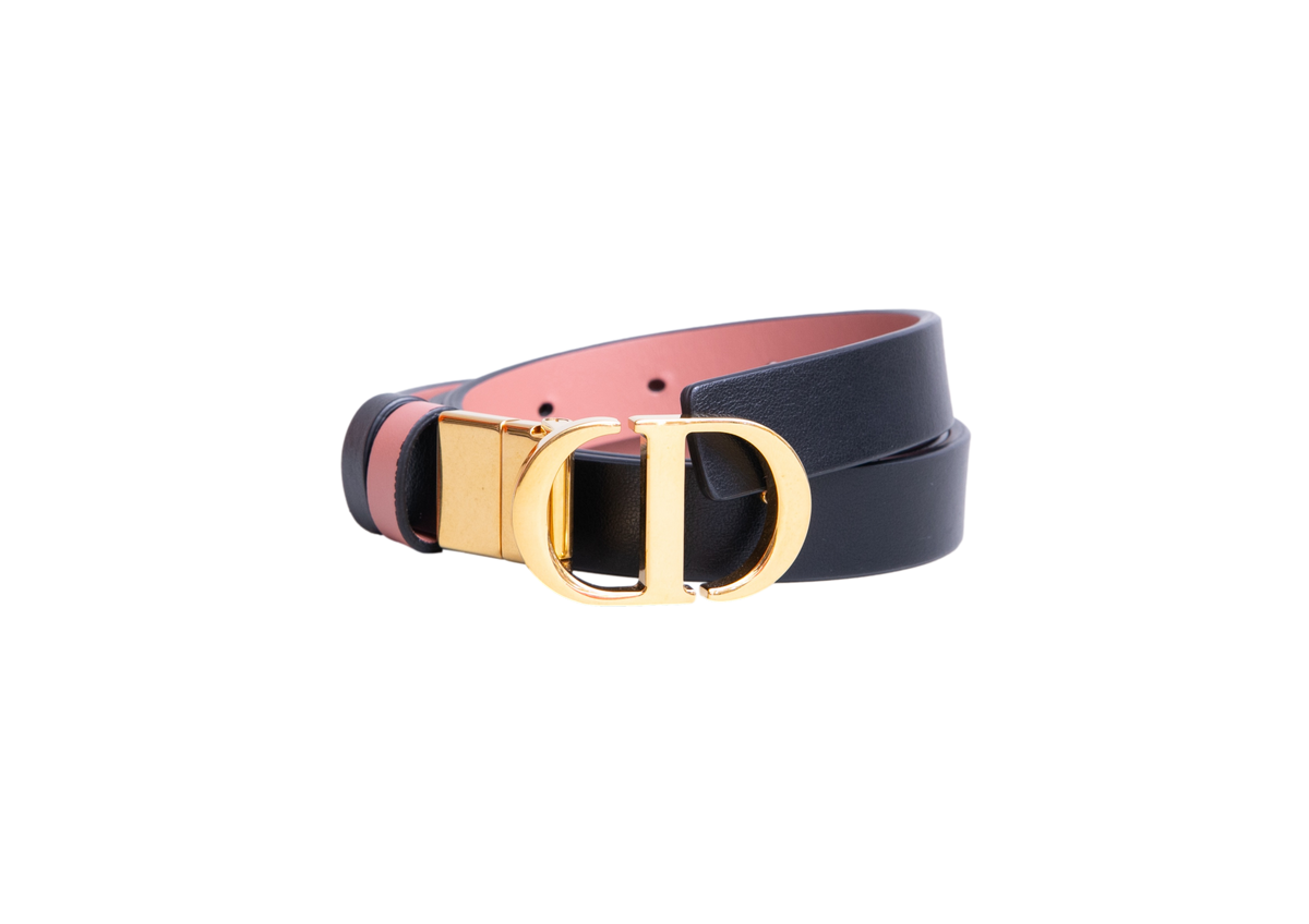 DIOR BELT MONTAIGNE 30 FINE FULL REVERSIBLE BLACK/ROSE